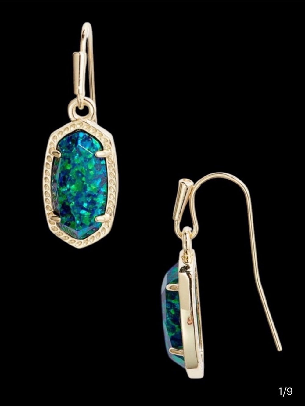 Kendra Scott Lee Gold Drop Earrings in Night Kyocera Opal
NWT
